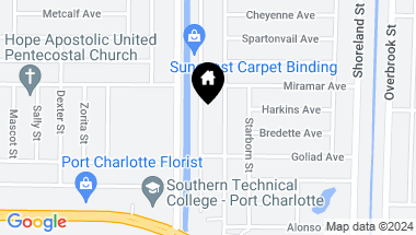 Map of 406 KINDRED BLVD, PORT CHARLOTTE FL, 33954