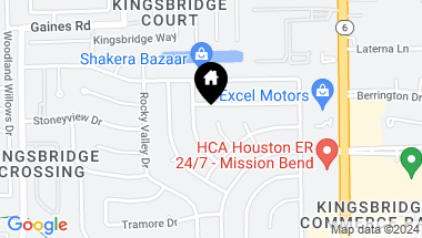 Map of 8802 Hydethorpe Drive, Houston TX, 77083