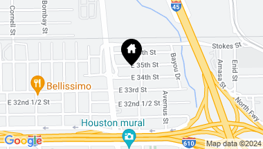 Map of 1319 E 34th Street, Houston TX, 77022