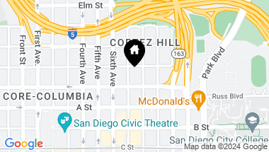Map of 702 Ash St # 500, San Diego Downtown CA, 92101