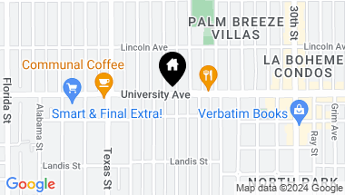 Map of 2587 University Avenue, San Diego CA, 92104