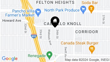 Map of 4164 34th Street, San Diego CA, 92104