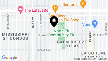 Map of 4128 Oregon Street, North Park CA, 92104