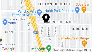 Map of 3329 Orange Ave, North Park CA, 92104