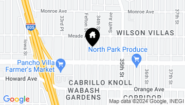 Map of 4336 Felton St 1, San Diego CA, 92104