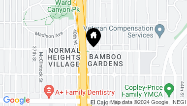 Map of 4487 Central Ave, Normal Heights CA, 92116