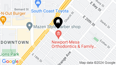 Map of 126 E 19th Street, Costa Mesa CA, 92627