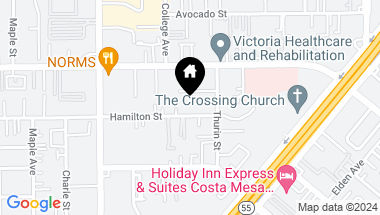 Map of 374 Hamilton Street, Costa Mesa CA, 92627