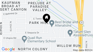 Map of 19460 N 36TH Street, Phoenix AZ, 85050