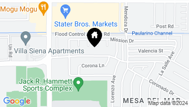 Map of 1108 El Camino Drive, Costa Mesa CA, 92626