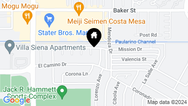 Map of 2878 Miguel Lane, Costa Mesa CA, 92626