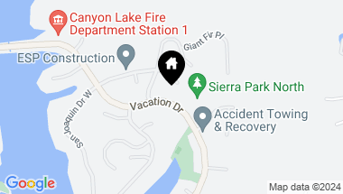 Map of 0 Vacation Drive, Canyon Lake CA, 92587