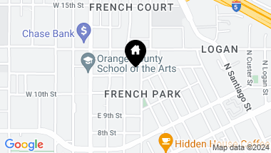 Map of 1102 French Street, Santa Ana CA, 92701