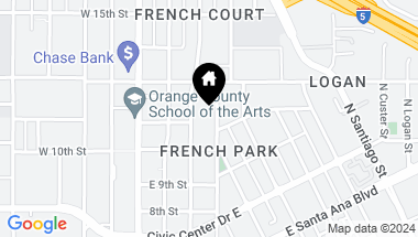 Map of 1104 French Street, Santa Ana CA, 92701