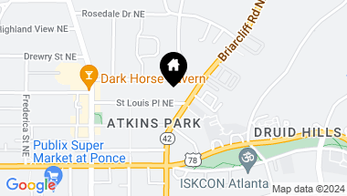 Map of 1182 Saint Louis Place NE, Atlanta GA, 30306