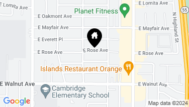 Map of 1344 E Rose Avenue, Orange CA, 92867