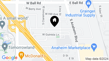 Map of 166 W Winston Road, Anaheim CA, 92805