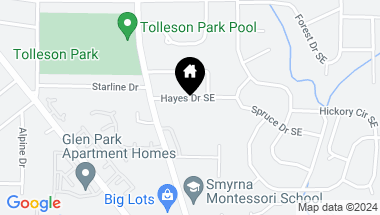 Map of 1260 Hayes Drive SE, Smyrna GA, 30080