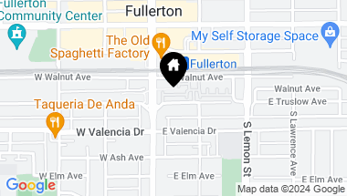 Map of 136 Soco Drive, Fullerton CA, 92832