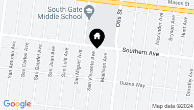 Map of 9214 San Vincente Avenue, South Gate CA, 90280