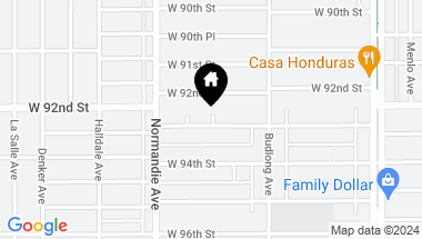 Map of 1249 W 93rd Street, Los Angeles CA, 90044
