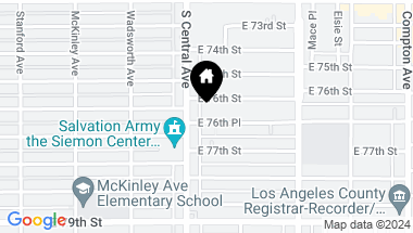 Map of 1123 E 76th Place, Los Angeles CA, 90001