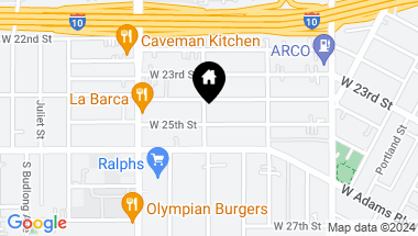 Map of 1289 W 25th Street, Los Angeles CA, 90007