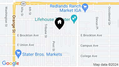 Map of 521 E Brockton Avenue, Redlands CA, 92374