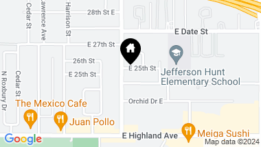 Map of 1225 E 25th Street, San Bernardino CA, 92404