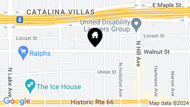 Map of 1240 E Walnut Street, Pasadena CA, 91106