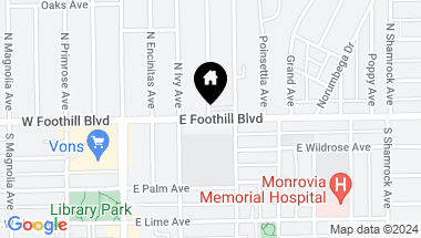 Map of 216 E Foothill Boulevard, Monrovia CA, 91016