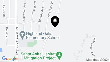 Map of 1668 Highland Oaks Drive, Arcadia CA, 91006