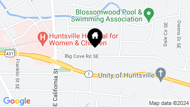 Map of 1103 Big Cove Road SE, Huntsville AL, 35801