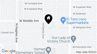 Map of 1611 W Shields Avenue, Fresno CA, 93705