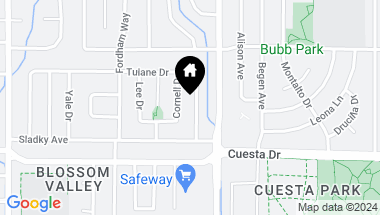 Map of 1666 Tulane Drive, Mountain View CA, 94040