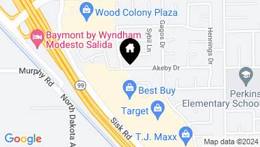 Map of 3712 Akeby Drive, Modesto CA, 95356