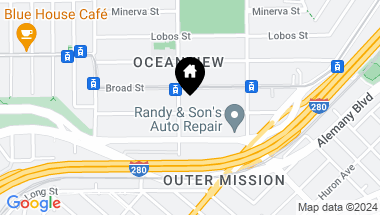 Map of 182 Sadowa Street, San Francisco CA, 94112