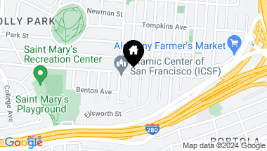 Map of 801 Moultrie Street, San Francisco CA, 94110