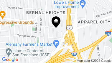 Map of 332 Bradford Street, San Francisco CA, 94110