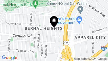 Map of 1454 Cortland Avenue, San Francisco CA, 94110