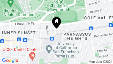 Map of 1254 Arguello Boulevard, San Francisco CA, 94122