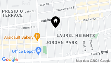 Map of 72 Jordan Avenue, San Francisco CA, 94118