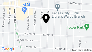 Map of 7566 Walnut Street, Kansas City MO, 64114