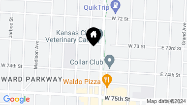 Map of 7309 Washington Street, Kansas City MO, 64114