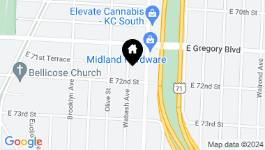 Map of 2510 E 72nd Street, Kansas City MO, 64132