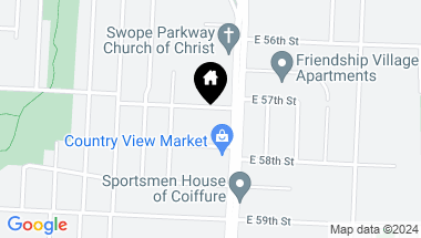 Map of 3635 E 57th Street, Kansas City MO, 64130
