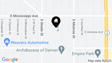 Map of 1195 S Cook Street, Denver CO, 80210