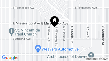 Map of 1145 S Milwaukee Street, Denver CO, 80210