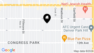 Map of 1345 Cook Street, Denver CO, 80206
