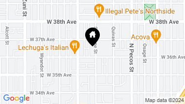Map of 3615 Shoshone Street, Denver CO, 80211